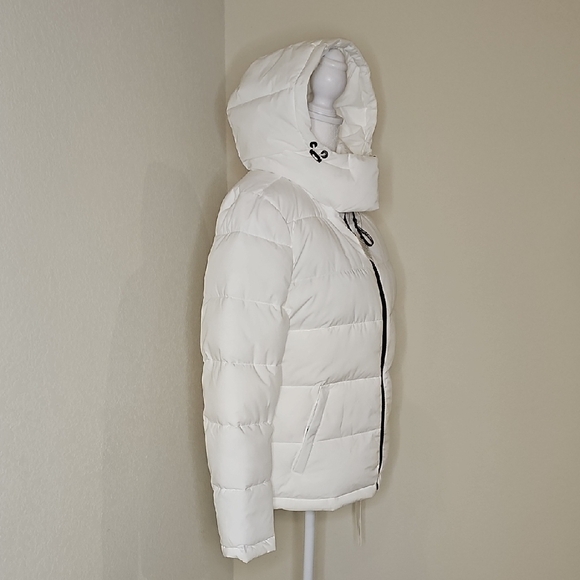 Calvin Klein White Puffer Coat Jacket with Hood - Picture 4 of 16
